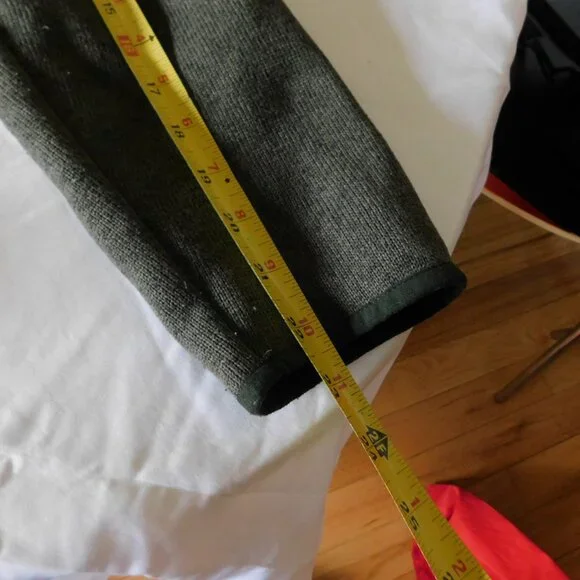 L.L. Bean Black Olive Long Sweater fleece zipper hoodie Petite XL - Picture 12 of 13